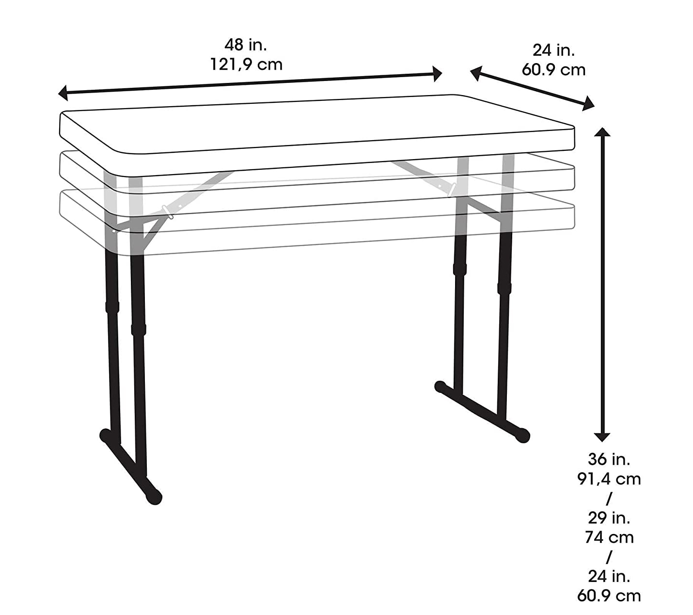 Plastic Table with Adjustable Height (4' by 24")