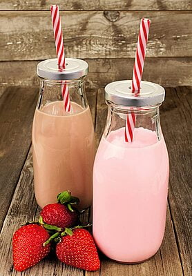 Milk Bottle with Lid and Straw