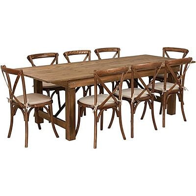 Rental: 8' Wood Table with 8 Chairs